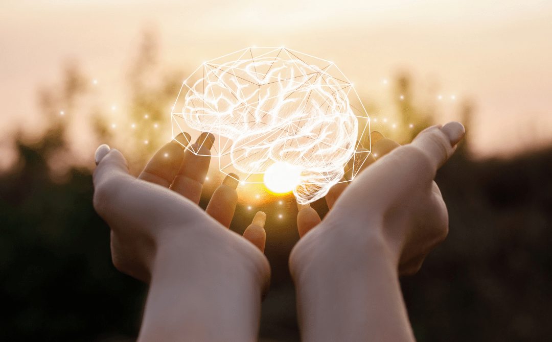 Hands holding illustration of a brain to symbolize EMDR Counseling